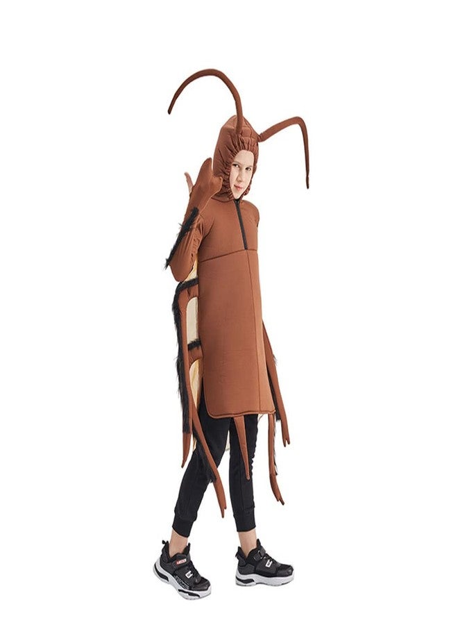 STIOEDYUAN Kids Cockroach Costume for Boys Girls Halloween Costume One Piece Outfit Funny Gag Gift Zipper Hood Novelty (Brown, One Size) - Image 4